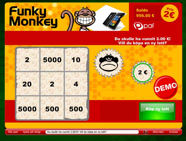 Funky monkey lottspel 01